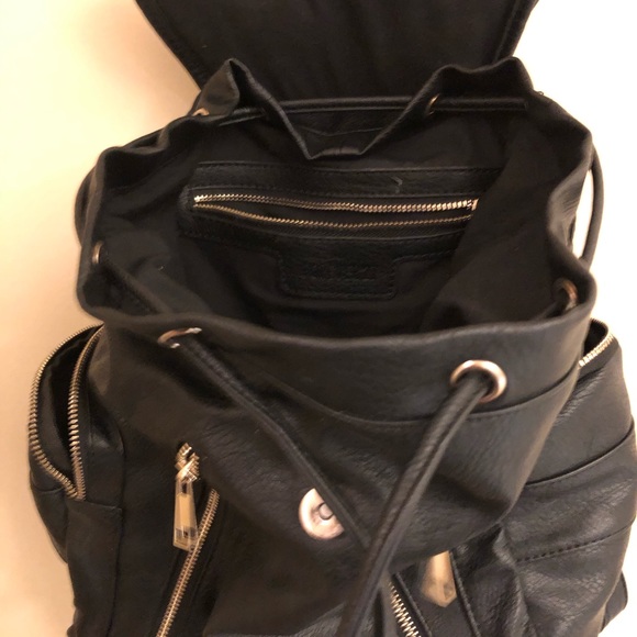 Black Faux Leather Mini Backpack - Picture 4 of 5